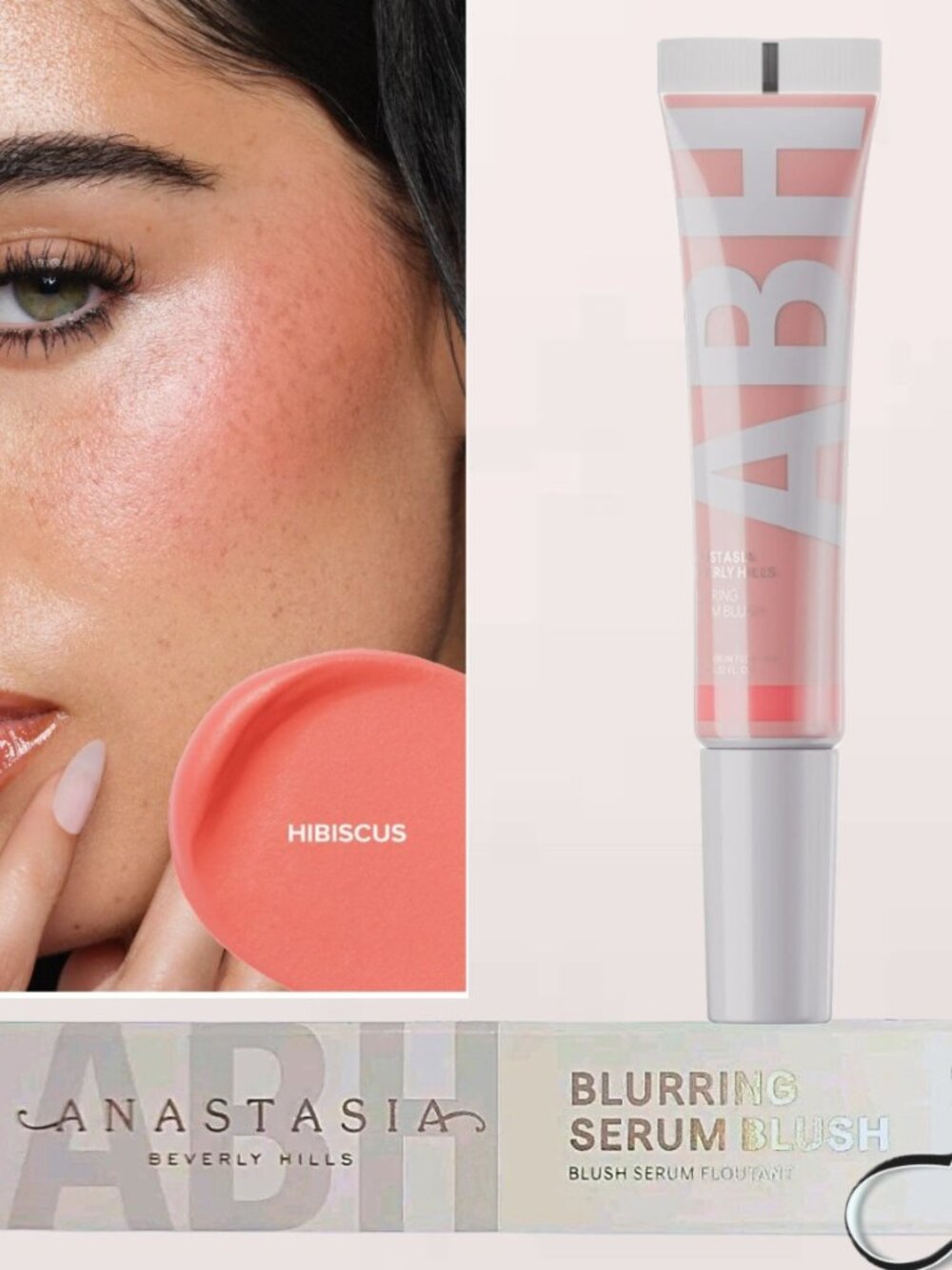 Anastasia ABH Blurring Serum Liquid Blush ~ HIBISCUS (Pink Coral) NIB 9.5ml